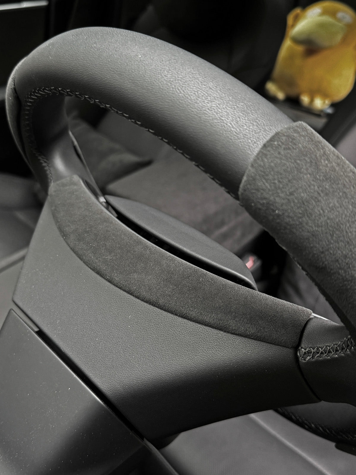 Alcantara Steering Wheel Upper Trim for Tesla Model Y Juniper 2025