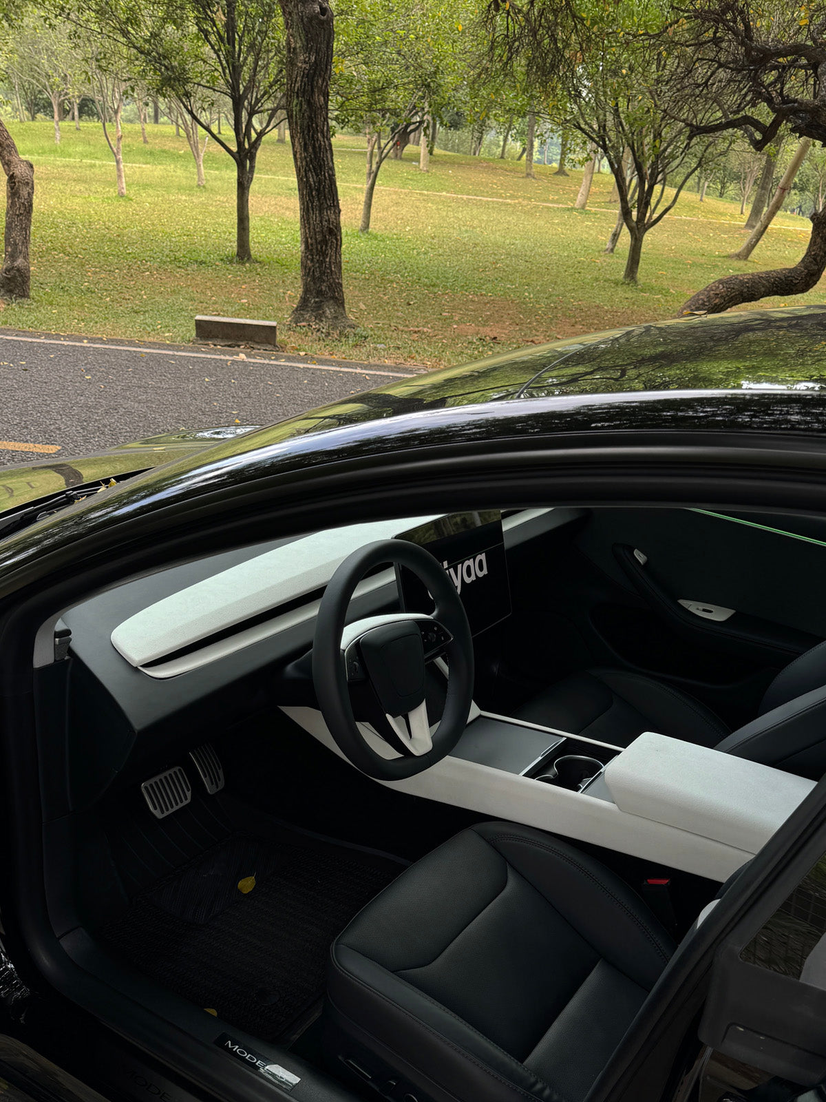 CiyaSuede Steering Wheel Upper Trim for Tesla Model Y Juniper 2025