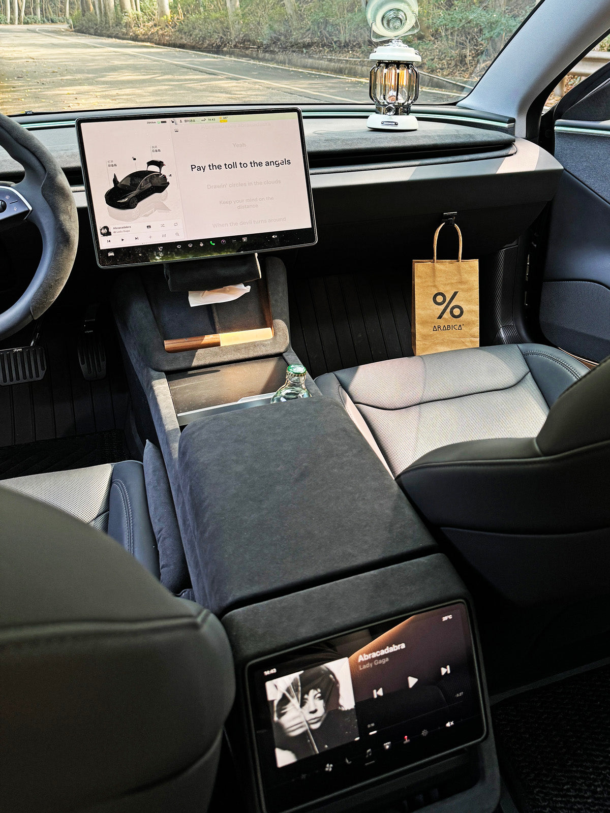 Alcantara Rear Center Console Anti-Kick Cover for Tesla Model 3 Highland 2025 2024